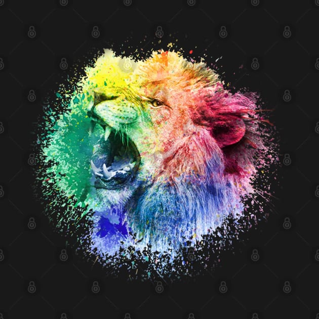 Colorful Angry Lion Head by anbartshirts