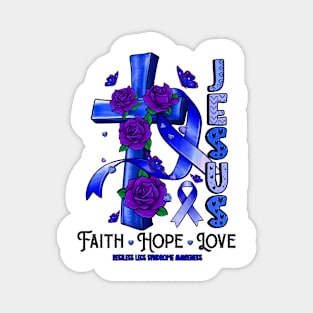Restless Legs Syndrome Awareness - Jesus Cross ribbon Faith Magnet