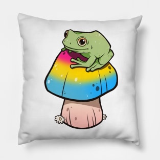 Pansexual Pride Mushroom Frog Pillow