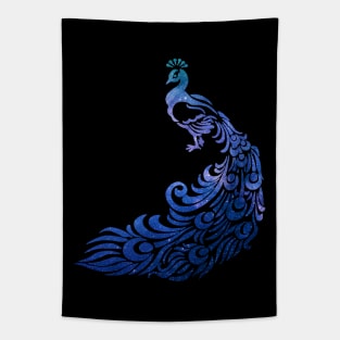 Peacock with galaxy double exposure Tapestry