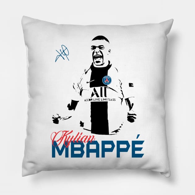 Kylian Mbappe France t-shirt Pillow by MarCreative