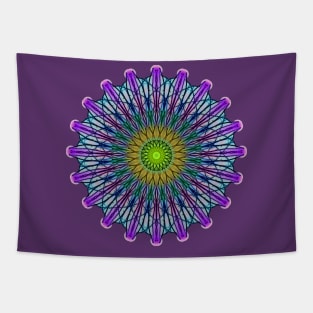 Vector Art Circle Pattern In Lime Purple Blue Tapestry