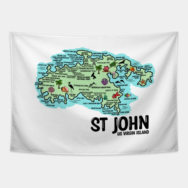 St John Map Tapestry by fiberandgloss