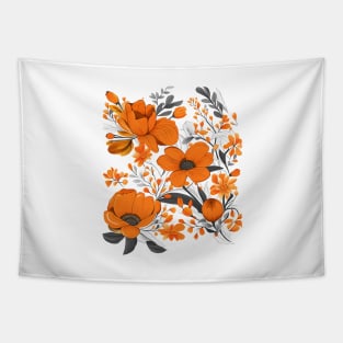 Orange Summer flower garden Tapestry