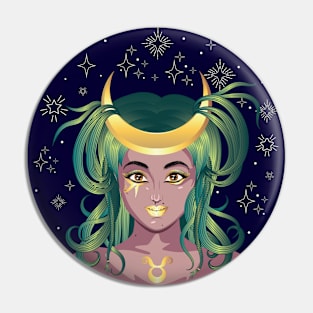 Taurus girl with crescent moon crown Pin