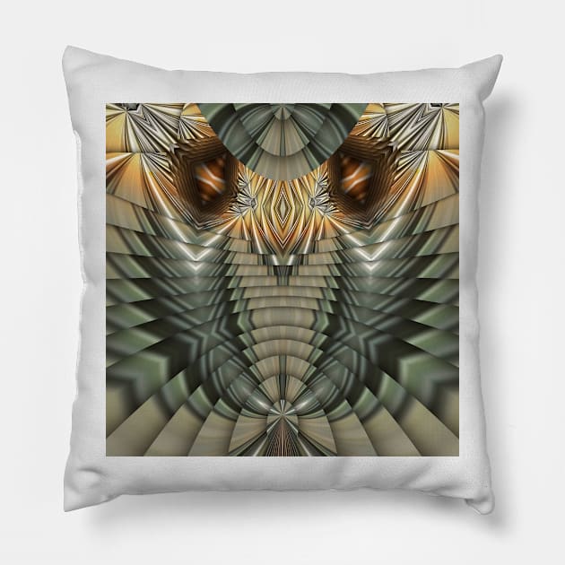futuristic geometric repeating shapes designs and patterns metallic copper and silver colored Pillow by mister-john