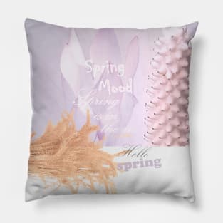 Spring-mood, spring-is-in-the-air, hello-spring, nature-collage, cyclamen, floral, lilac, botanical, pattern, decor, art, TeePublic Pillow