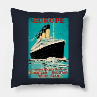 Poster Retro Ship Vintage Cruise Vessel Pillow