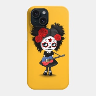 Sugar Skull Girl Playing Haitian Flag Guitar Phone Case