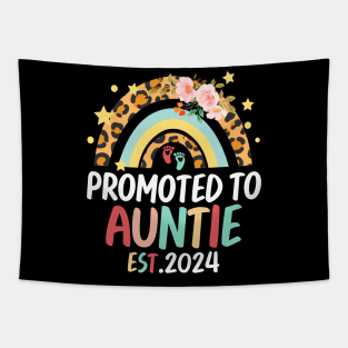 Promoted to Auntie 2024 Rainbow Flora Pregnancy Announcement Tapestry