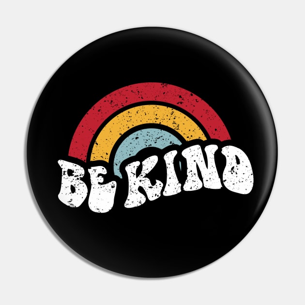 Be Kind Vintage Rainbow Peace Hippie Pin by A Comic Wizard