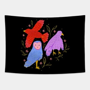 Birds of prey: Vibrant owls, kites, falcons, & hawks Tapestry