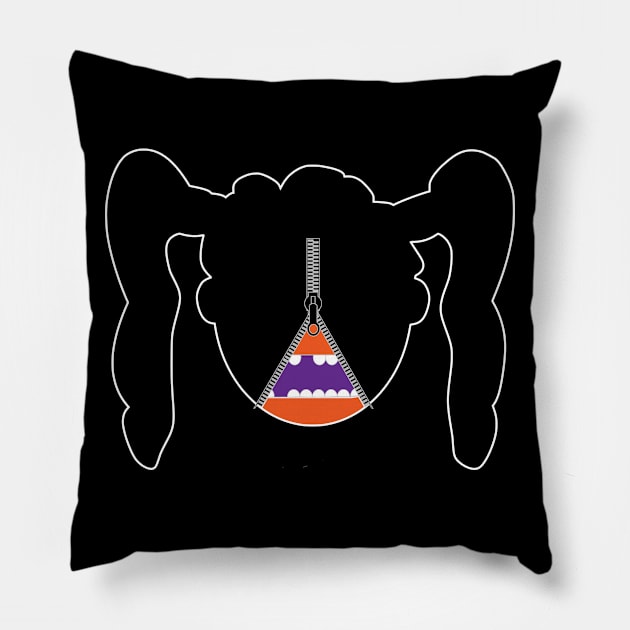 Impatient Halloween Monster Scary Orange True Face Zipper Pillow by K0tK0tu