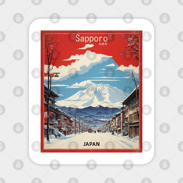 Sapporo Japan Vintage Poster Tourism Magnet by TravelersGems