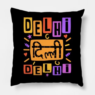 Delhi Capital of India Color Typography Pillow