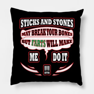 Sticks and Stones and Fart Joke Pillow