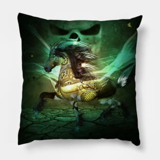 Awesome steampunk horse in the darknes of the night Pillow