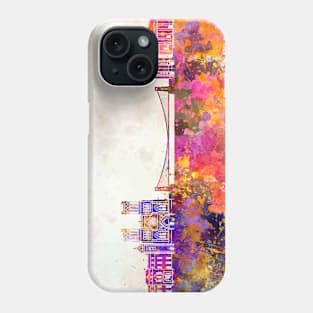 Bristol skyline in watercolor background Phone Case