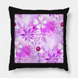 Pink and Purple Floral Watercolor Pillow