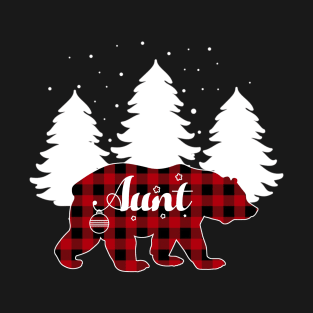 Buffalo Red Plaid Aunt Bear Matching Family Christmas T-Shirt