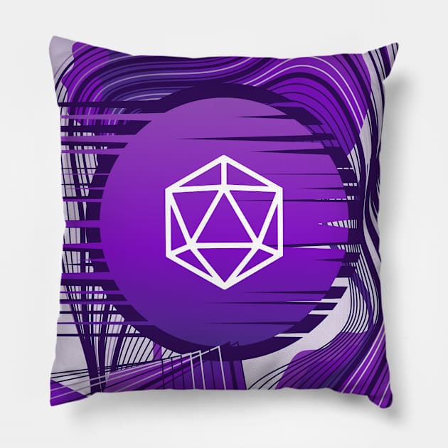 Purple Glitch Polyhedral D20 Dice Tabletop RPG Pillow by dungeonarmory