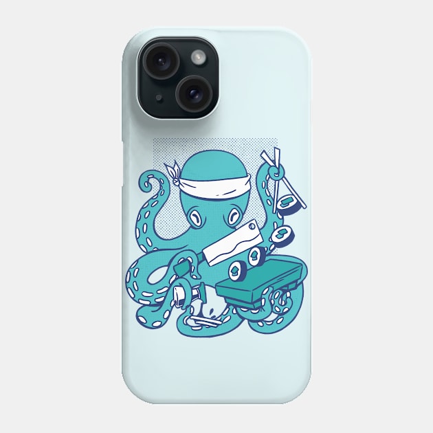 Vintage Octopus Sushi Chef Cartoon Phone Case by SLAG_Creative