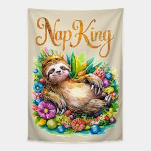 Nap King: The Sleepy Sloth Tapestry