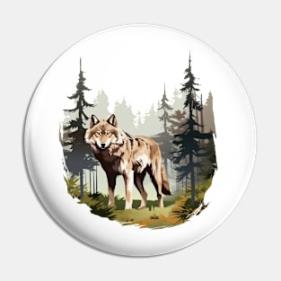 Watercolor Wolf Pin