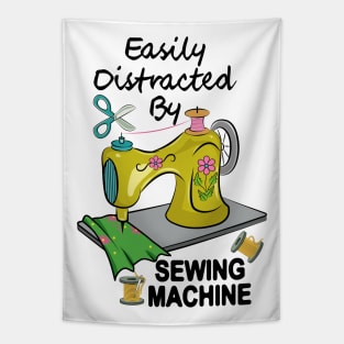 Easily Distracted By Sewing Machine Tapestry