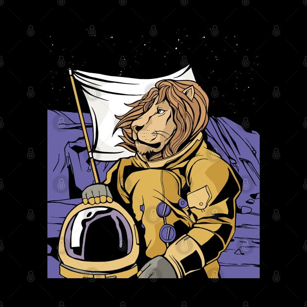 Lion Astronaut in Space Science Astronaut by Printroof