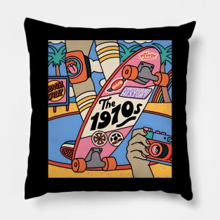 Colorful 1970s skate t-shirts, bags, hats, hoodies, mugs, sticker Pillow