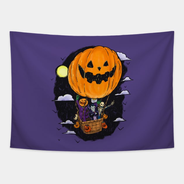 Pumpkin Hot Air Balloon Tapestry by nickv47