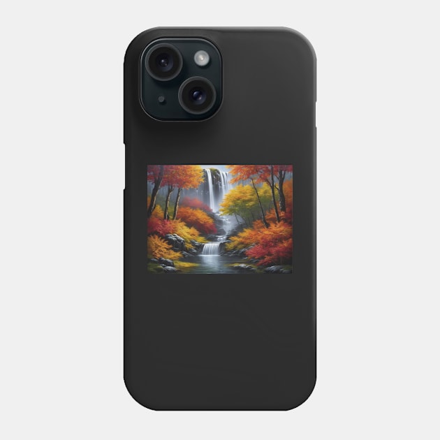 Waterfall Scene in Autumn Phone Case by ToochArt