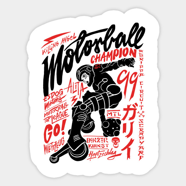 Motorball Alita Red Battle Angel Alita Sticker Teepublic