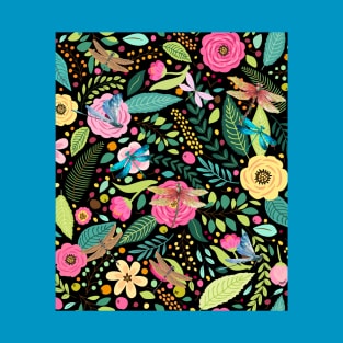 Summer floral pattern – flowers , dragonflies T-Shirt