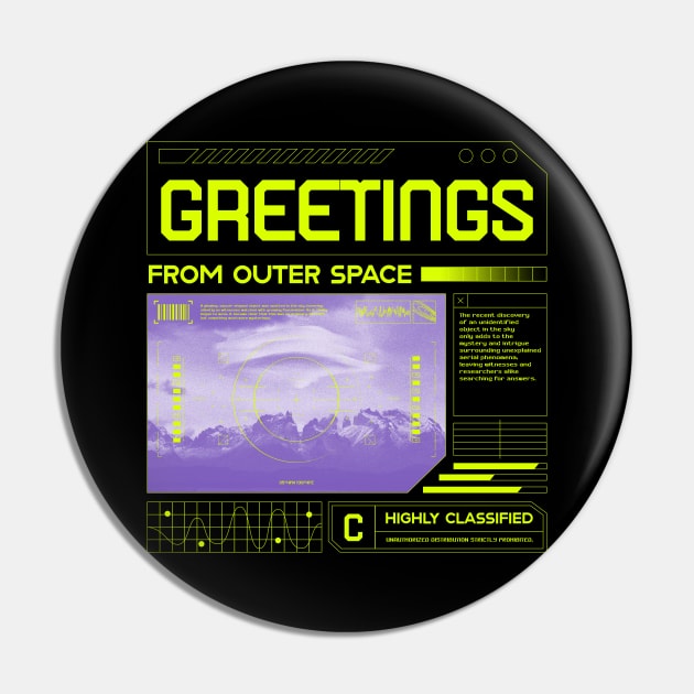 UFO UAP Greetings From Outer Space Close Encounters Pin by Tip Top Tee's