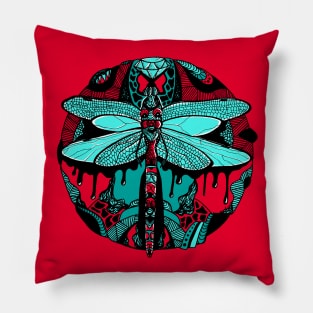 Turqred Circle of the Dragonfly Pillow