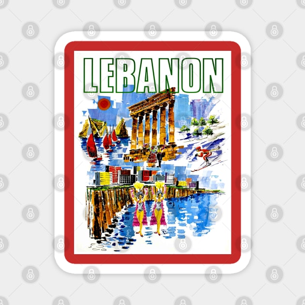 Lebanon Vintage Travel and Tourism Advertising Print Magnet by posterbobs