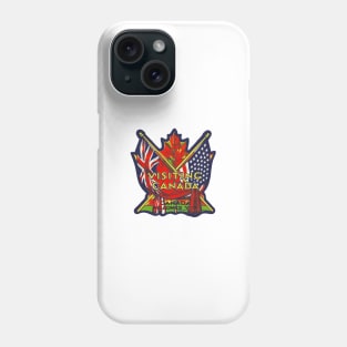 Visiting Canada Antique Travel USA American Canadian Flag Phone Case