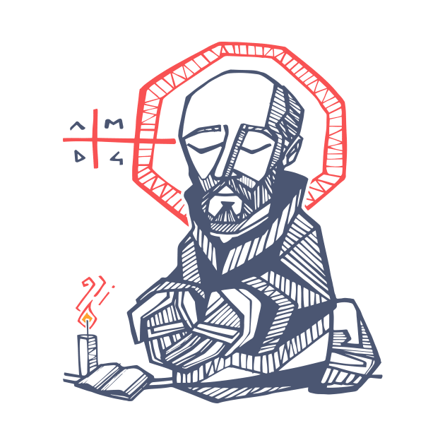 Saint Ignatius of Loyola hand drawn illustration by bernardojbp