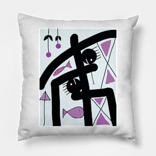 Kids in the Pink Stick Figure Pillow