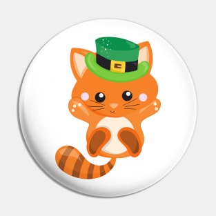 Saint Patrick's Day, Orange Cat, Leprechaun Hat Pin