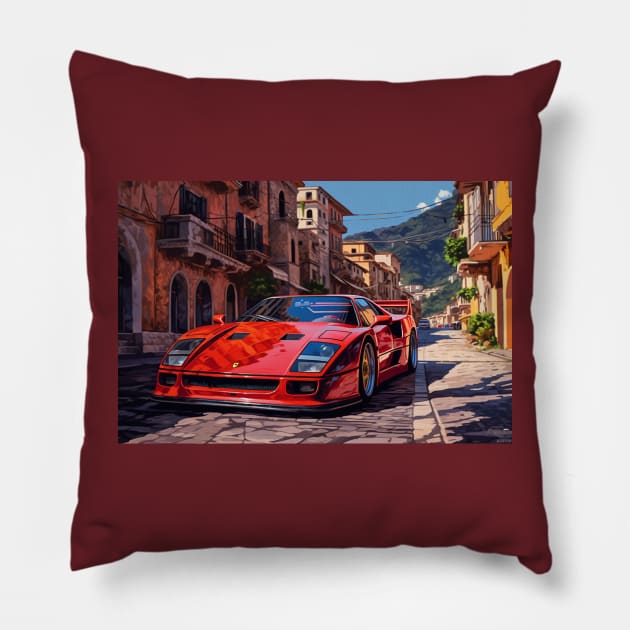 Ferrari F40 Pillow by Speed Culture Apparel