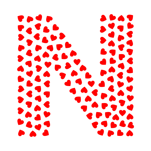 Letter N Heart Shape Initial by Sanu Designs