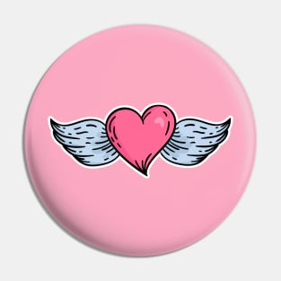 Winged Heart in an Old School Tattoo Style Pin