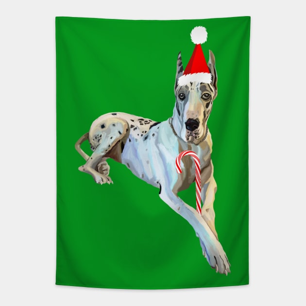 Christmas Harlequin Great Dane Dog Tapestry by Art by Deborah Camp