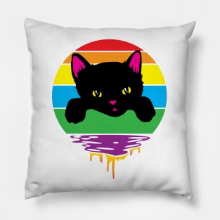 Rainbow Sunset Kitten Pillow