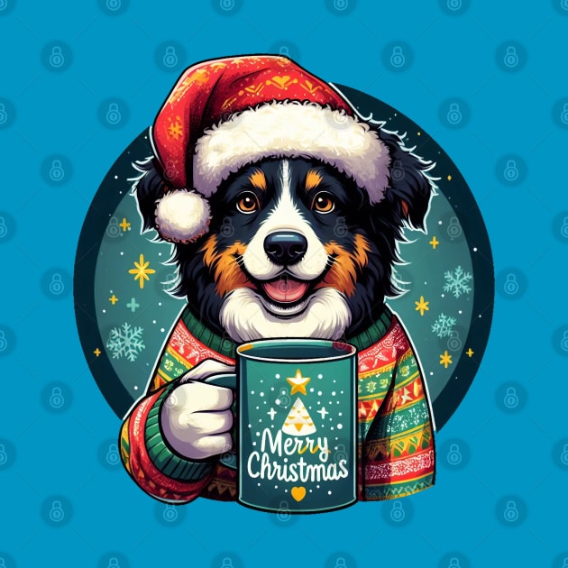 Christmas Black Tri Aussie by BukovskyART