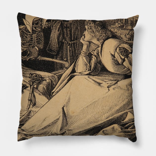 Until Her Death by Frederick Sandys Pillow by Classic Art Stall