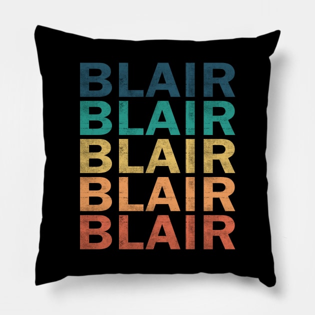Blair Name T Shirt - Blair Vintage Retro Name Gift Item Tee Pillow by henrietacharthadfield